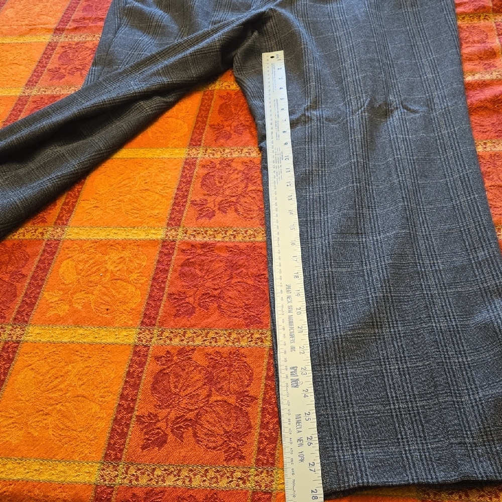 Avenue Women's Blue/Charcoal Plaid Dress Pants - Picture 8 of 12